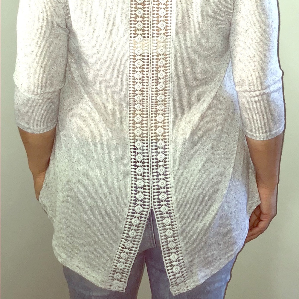 All@Once lightwgt Sweater with Crochet Back Detail